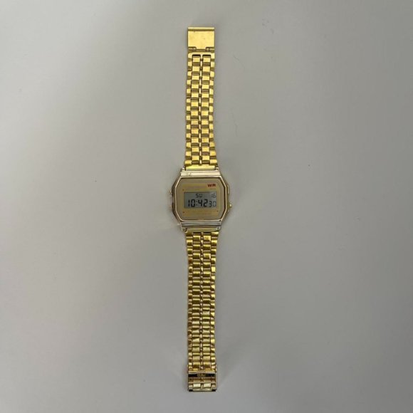 Y2K 2000s vintage retro gold stainless steel digital watch - Picture 5 of 6